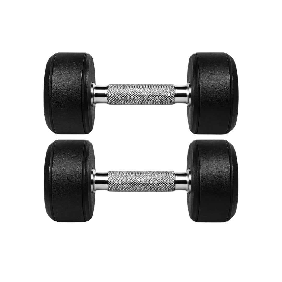 Dumbbels Black Rubber Coated Dumbbell Set with Knurled Steel Handle