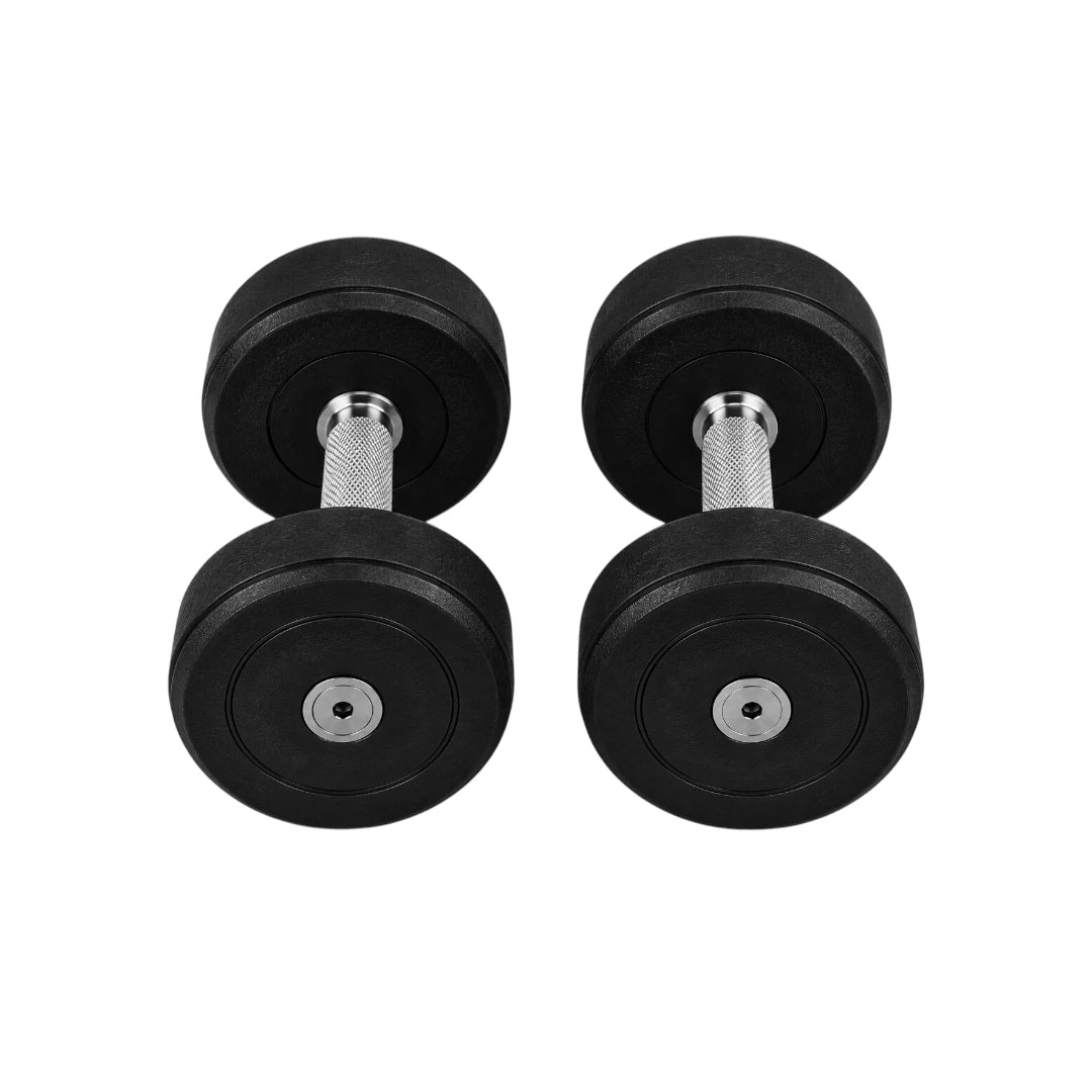 Dumbbels Black Rubber Coated Dumbbell Set with Knurled Steel Handle