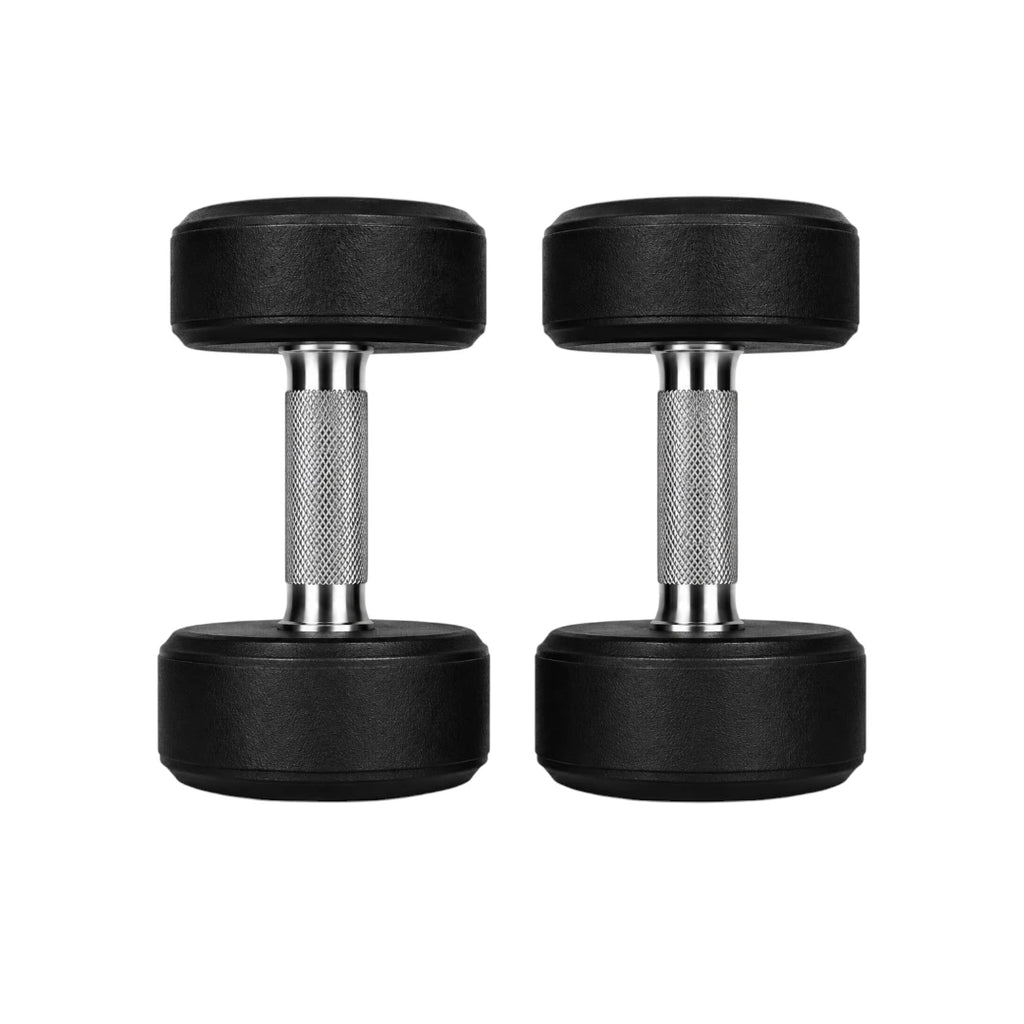 Dumbbels Black Rubber Coated Dumbbell Set with Knurled Steel Handle