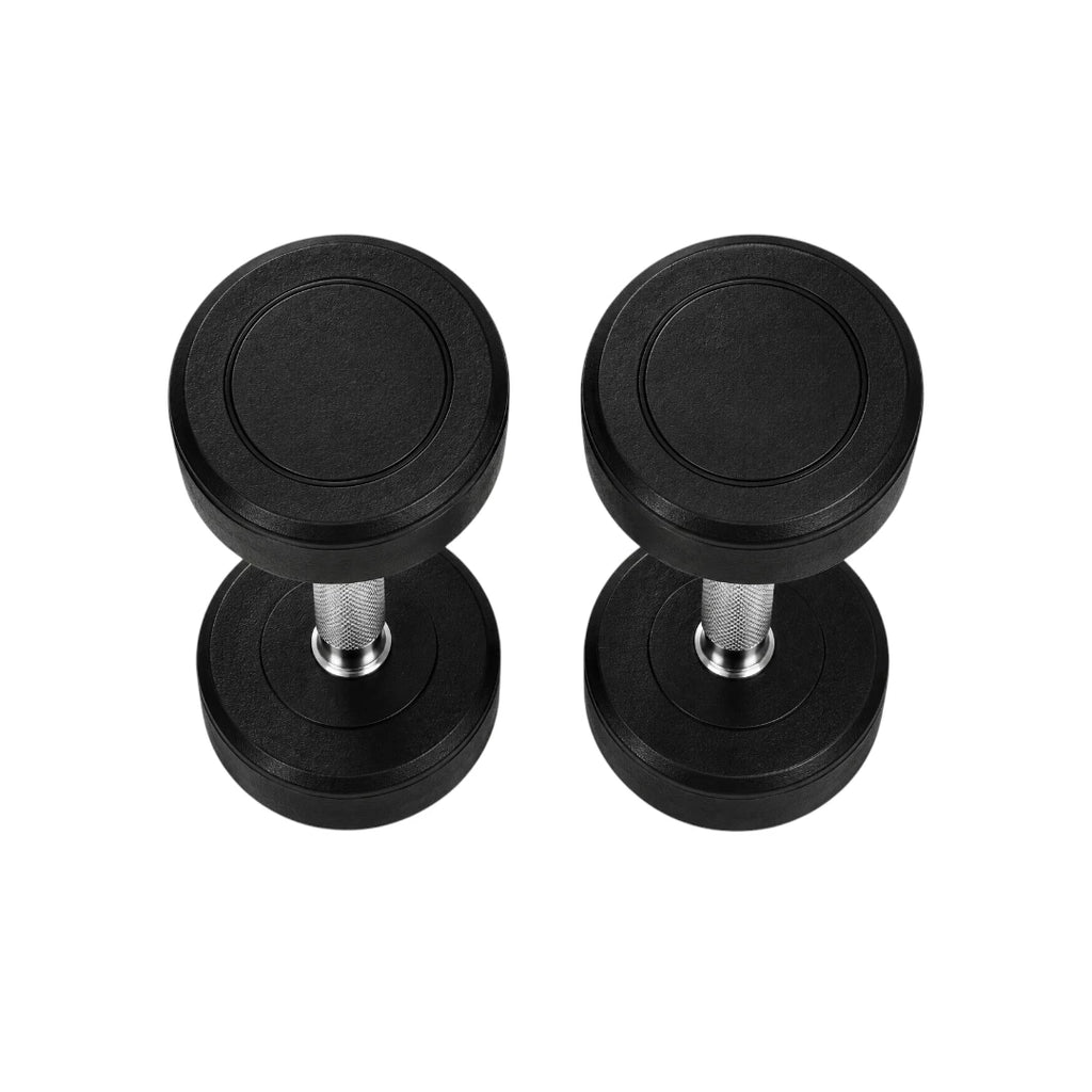 Dumbbels Black Rubber Coated Dumbbell Set with Knurled Steel Handle