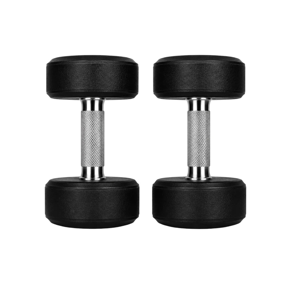 Dumbbels Black Rubber Coated Dumbbell Set with Knurled Steel Handle