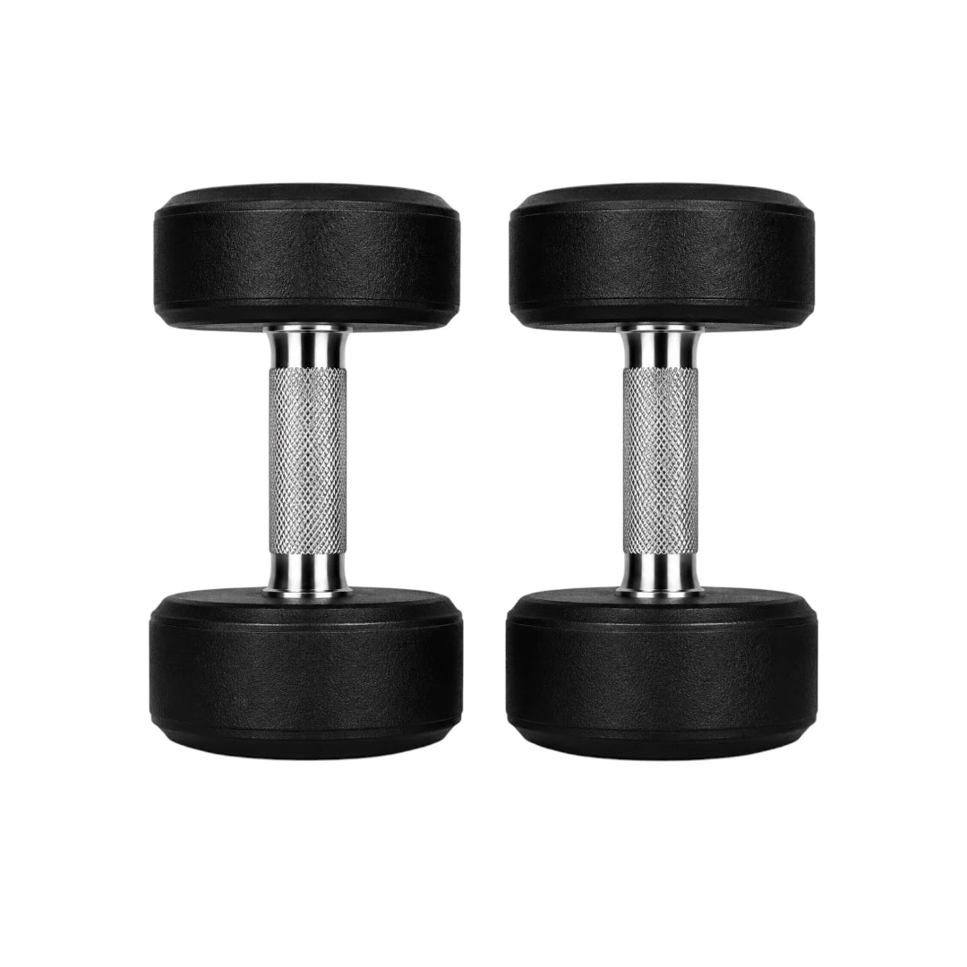 Dumbbels Black Rubber Coated Dumbbell Set with Knurled Steel Handle