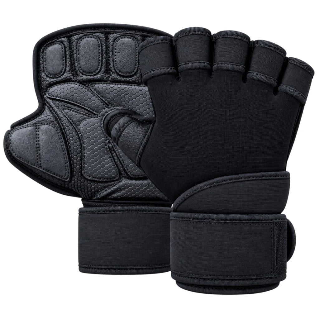 Fingerless Padded Workout Gloves with Adjustable Wrist Support