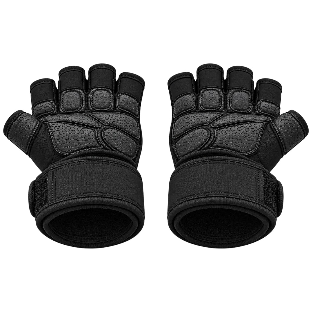 Fingerless Padded Workout Gloves with Adjustable Wrist Support