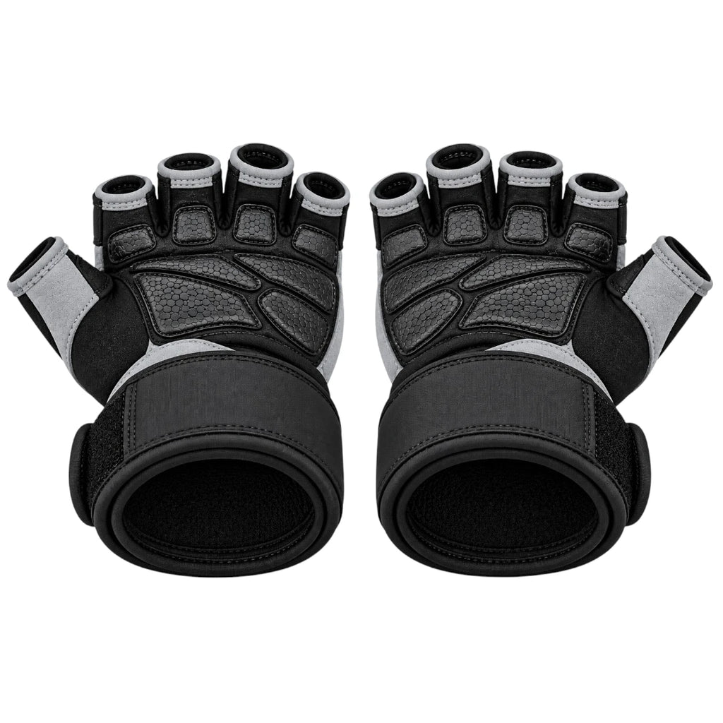 Fingerless Padded Workout Gloves with Adjustable Wrist Support